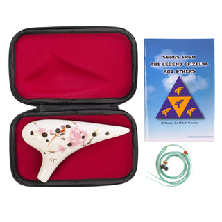 12 Hole Ceramic Ocarina "Singing Birds and Fragrant Flowers", Hand Painting