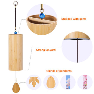 Bamboo Wind Chimes for Outdoors Meditation Zen Windchime Memorial Wind Chimes Sound Therapy Nature Water Sound