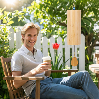 Bamboo Wind Chimes for Outdoors Meditation Zen Windchime Memorial Wind Chimes Sound Therapy Nature Water Sound